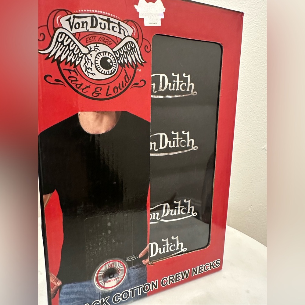 NIB Men’s Von Dutch Originals Premium 100% Cotton Crew Neck 4-Pack T-Shirt, SM - Picture 8 of 8